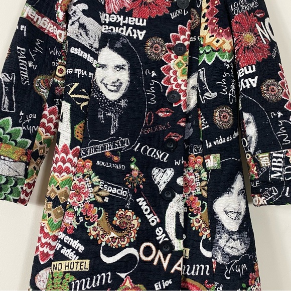 RARE Desigual Manteau Abrig Love Letters Patchwork Coat Multicolor Print - S - Picture 10 of 16